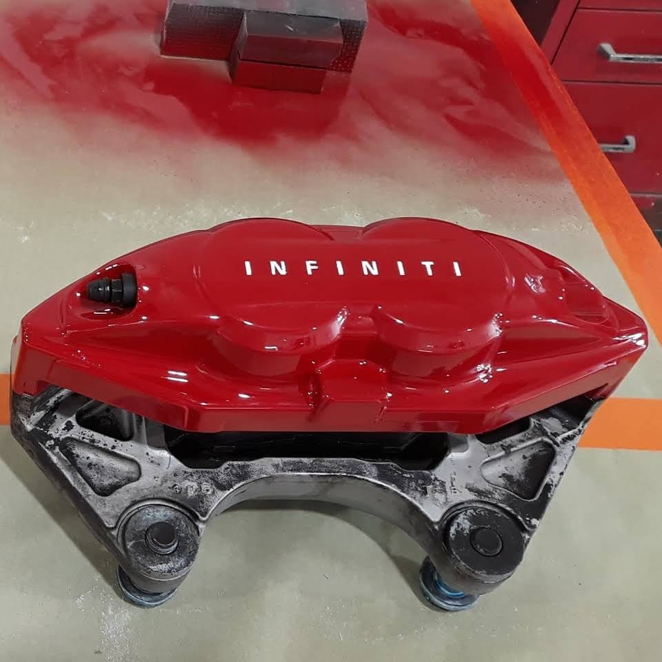 Infiniti brake caliper painted gloss red